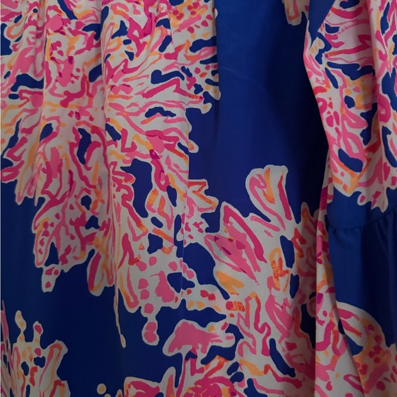 Vibrant Blue and Pink Floral Dress - Picture 3 of 5